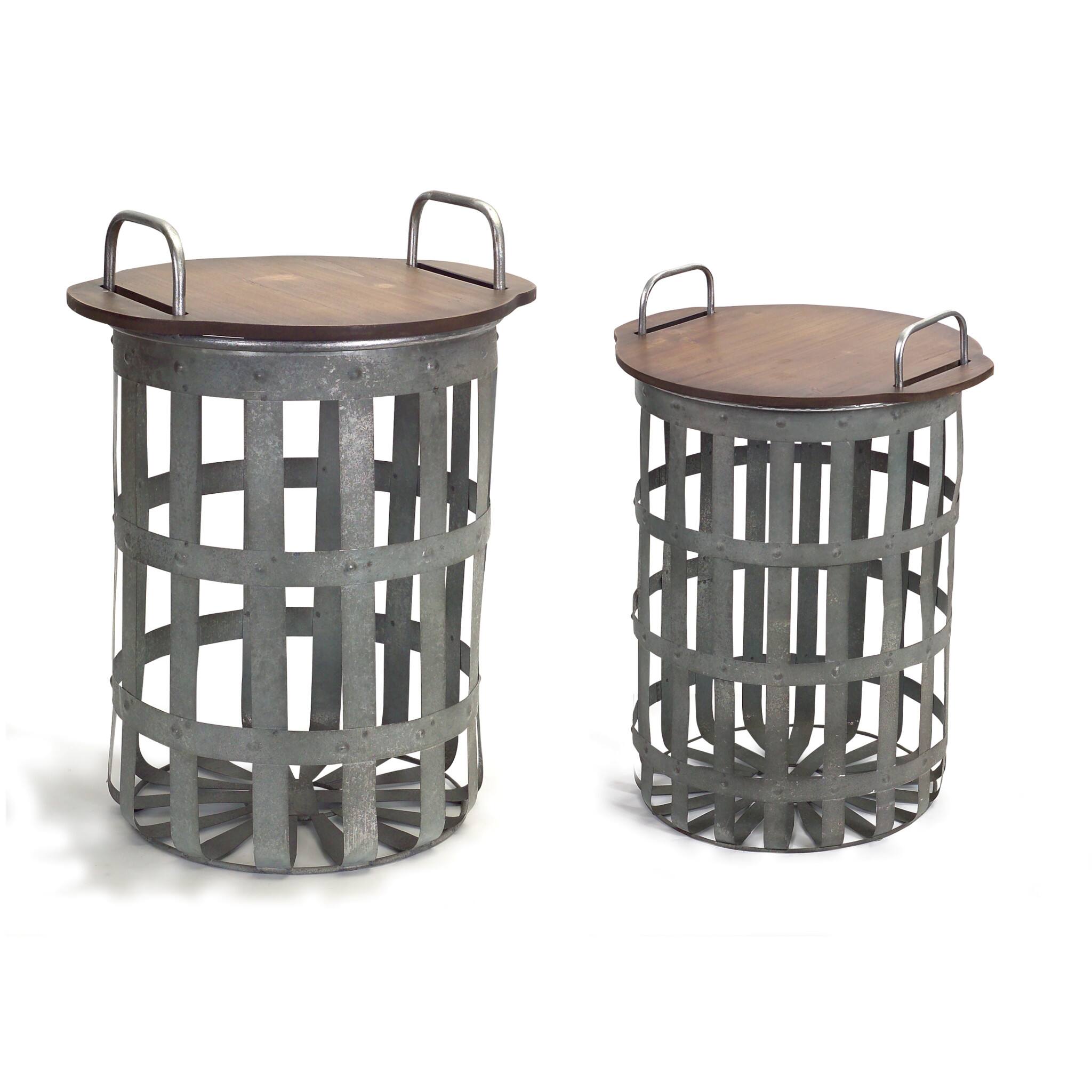 Back. Hivvago - Hivvago Set of Two 16 Inch Round End Tables - Gray.