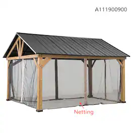 SUNJOY - Universal Mosquito Netting for 13 ft. × 15 ft. Wood-Framed Gazebos (W/ Netting Tube)