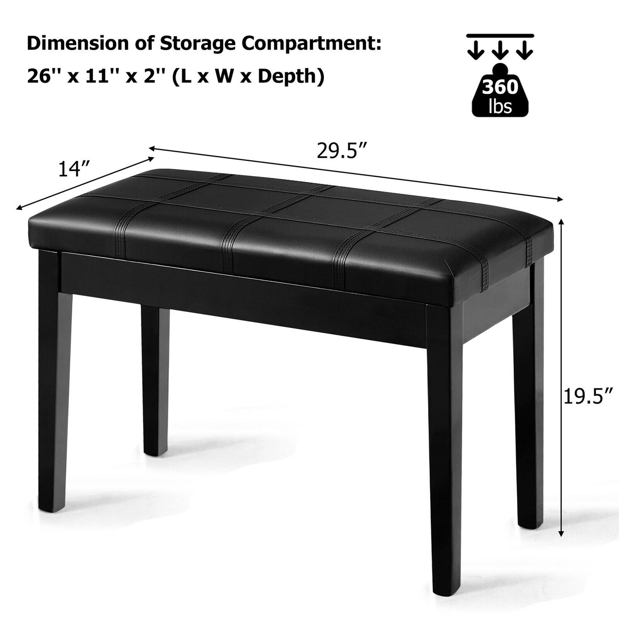 Dimension of Storage Compartment:  
26" x 11" x 2" (L x W x Depth)  

360 lbs  

14"  
29.5"  
19.5"