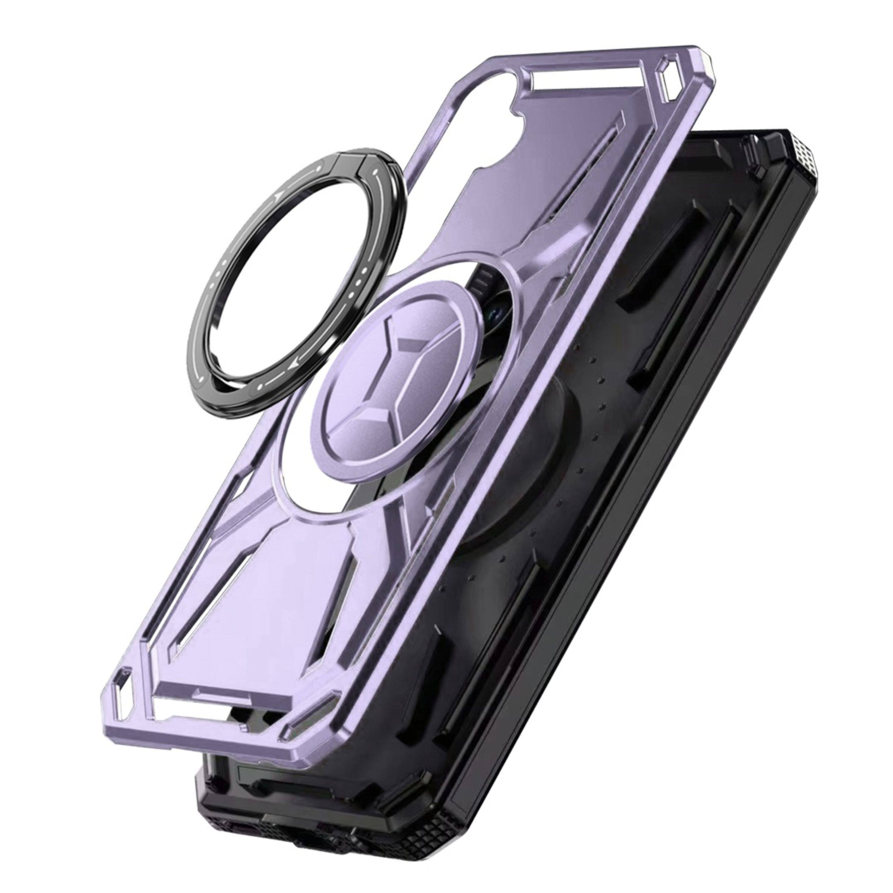 Left. Kitcheniva - Shockproof Magnetic Circle Rotating Metal Stand Phone Case With Tempered Glass Samsung Galaxy S26+ Plus Light Purple - 22.99.