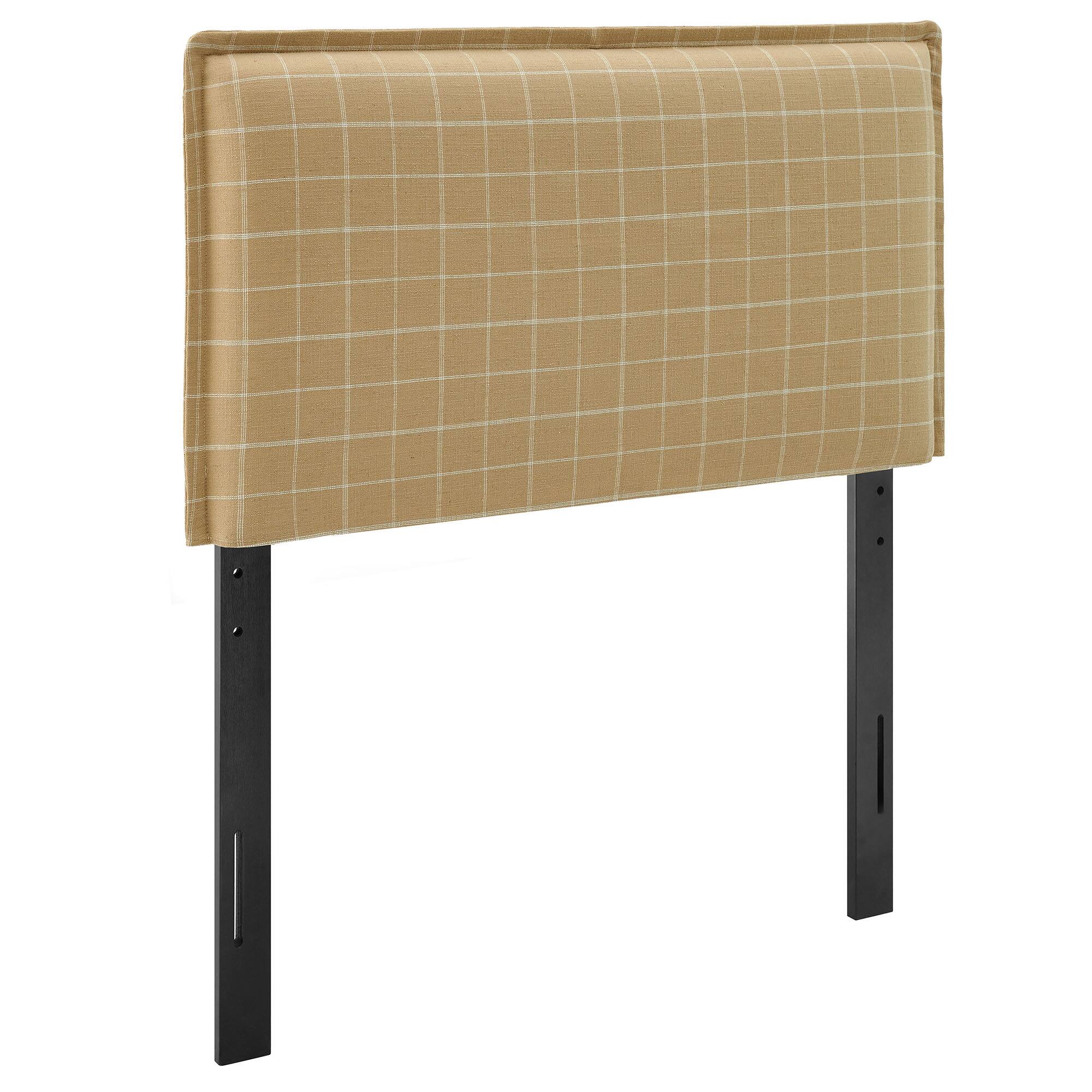 Angle. Modway - Camille Checkered Linen Blend Headboard by Modway - Hemp Windowpane Check.