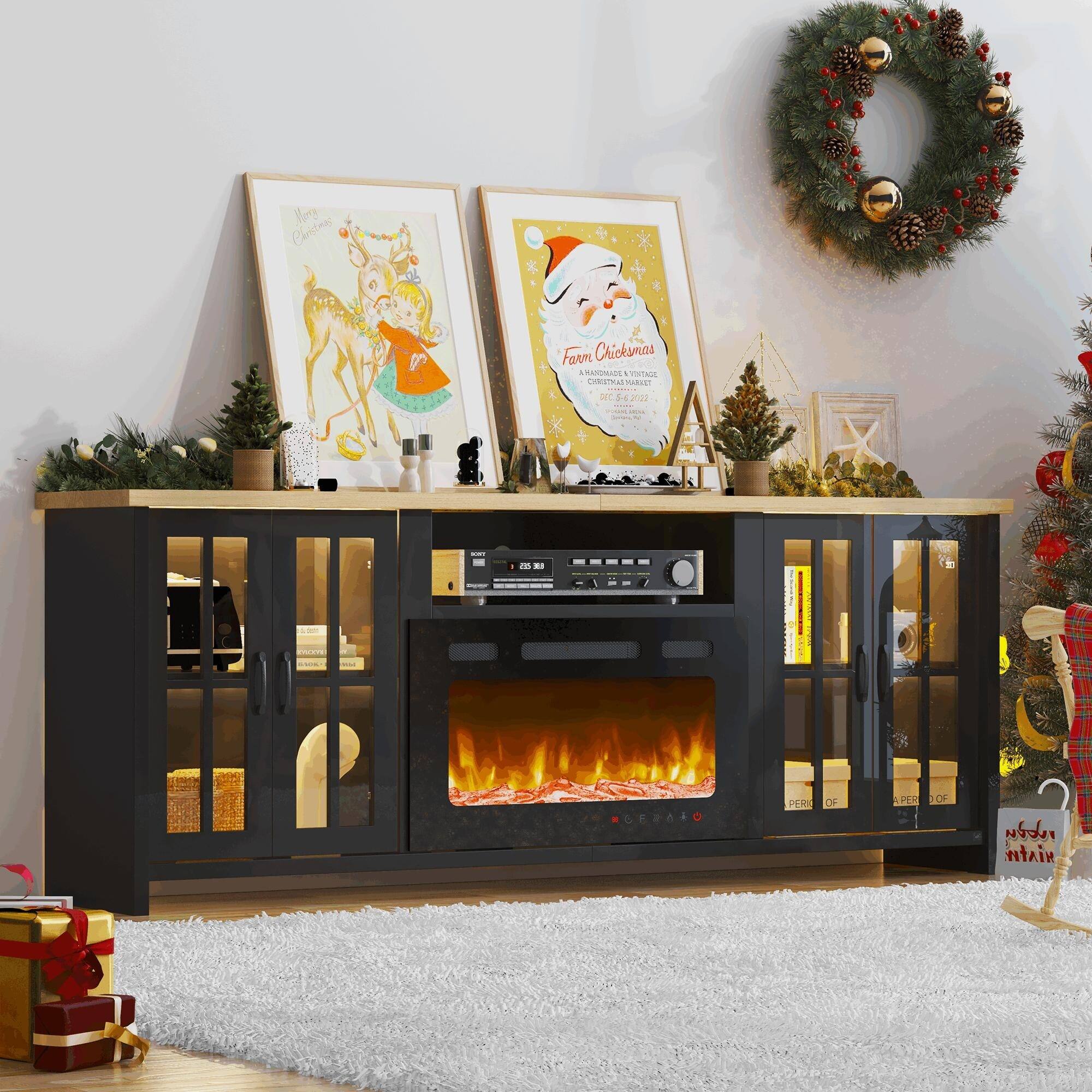 U-HOMY Fireplace TV Stand Media Console - Thumbnail 4
