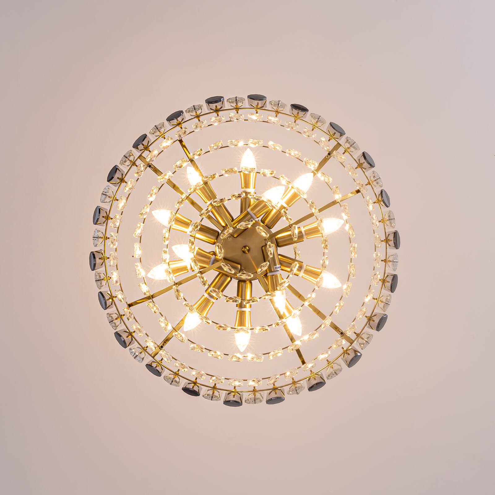 Alt View 8. Siljoy - 23.6-inch 13-Light Modern Crystal Empire Chandelier, Antique Gold Brass Ceiling Light for Bedroom and Foyer - Gold Brass.