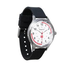 Dakota - Nurse Watch – Easy Read Dial, Military Time, Silicone Band, Water Resistant, for Men & Women - Black