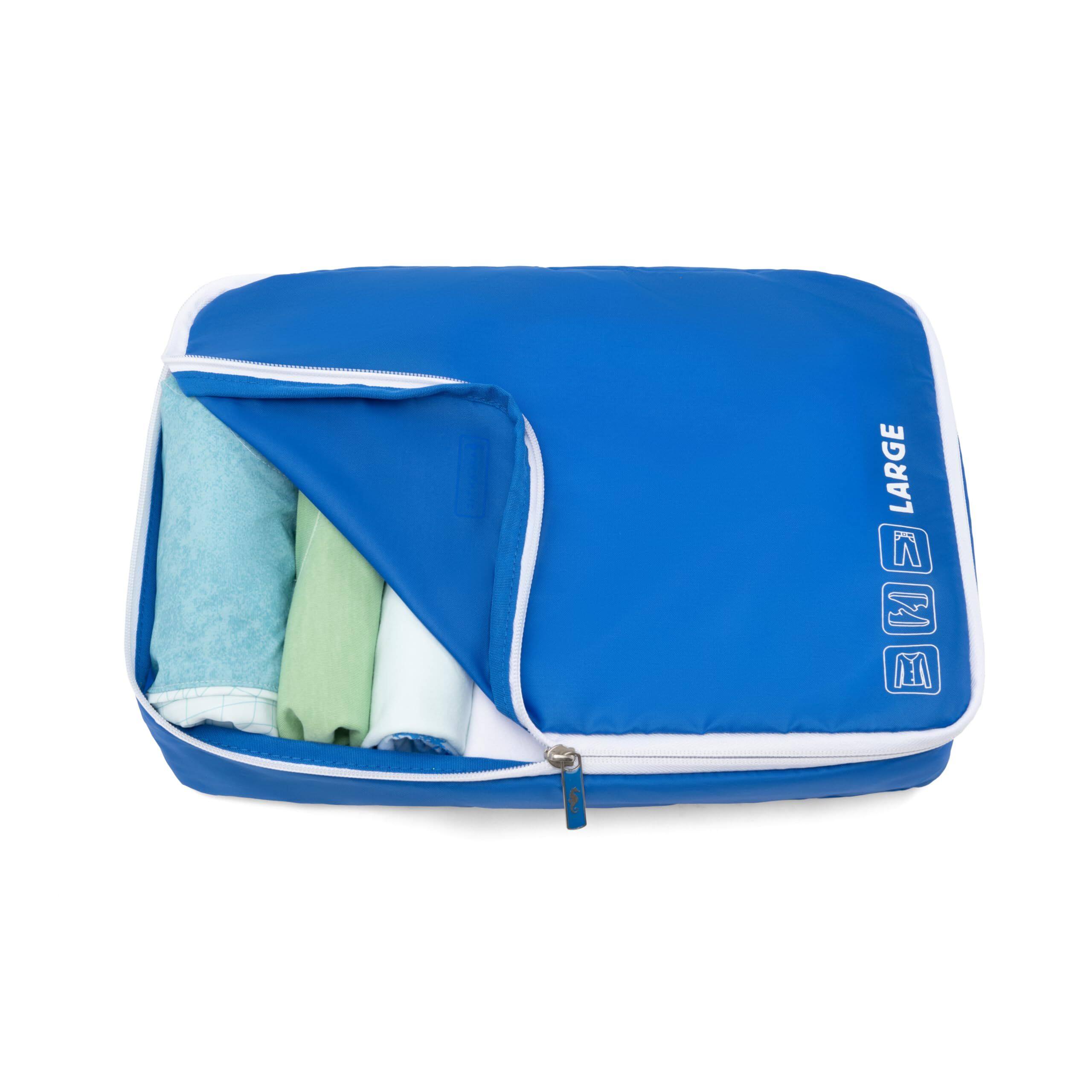 Angle. Atlantic - Atlantic 3-Piece Luggage Set - Carry-on Expandable Hardside Spinner & 2- Large Washable Packing Cubes - Ocean Blue.