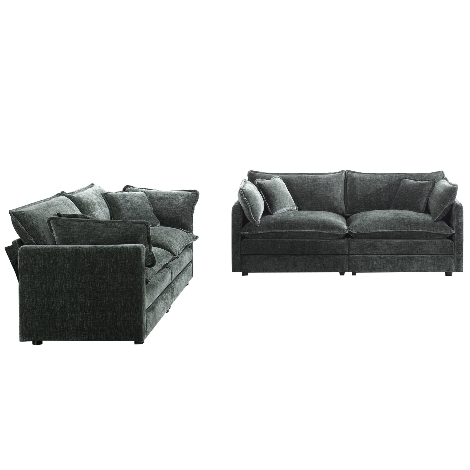 Alt View 2. LOVMOR - 2 Piece Living Room Set 2 Pieces Upholstered Loveseat and Couch for Home Office Lounge Sofa Set of 2 2Piece 22 Seat - Gray.