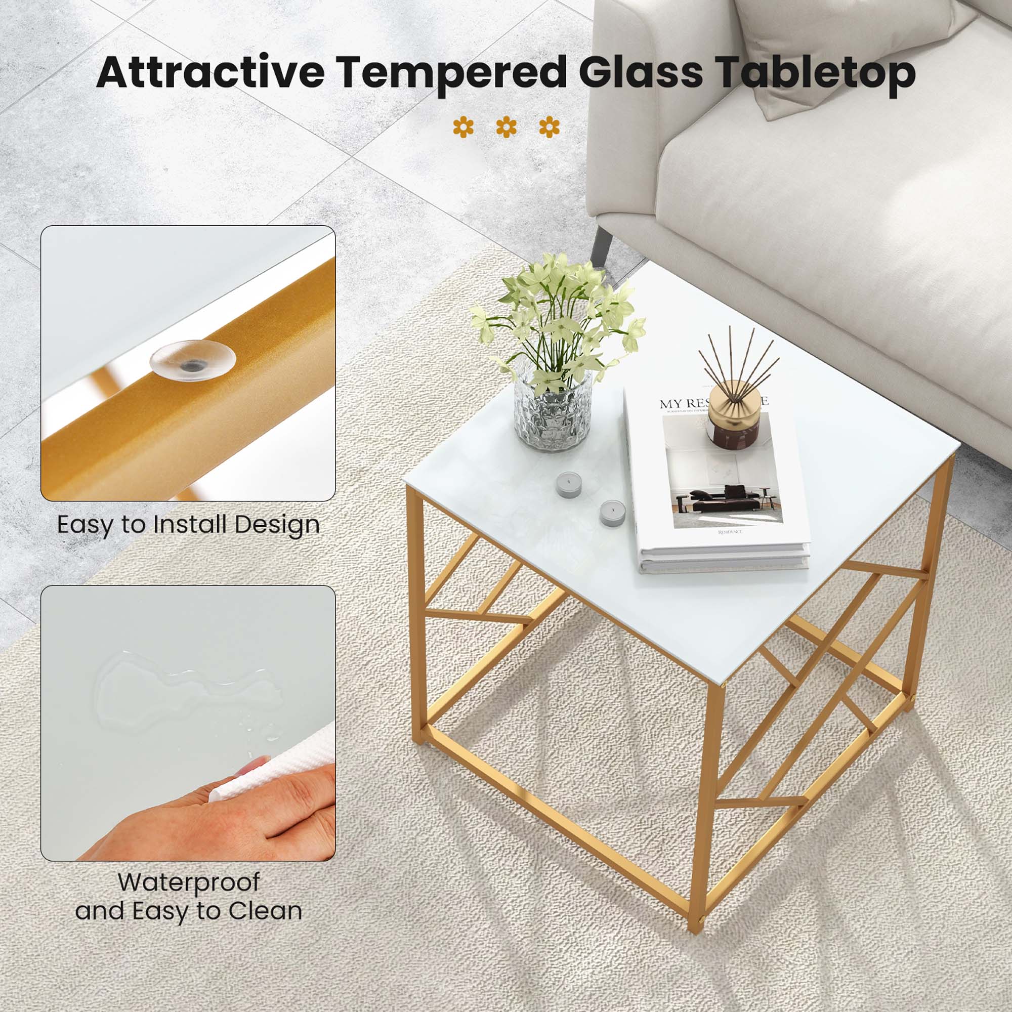 Attractive Tempered Glass Tabletop

Easy to Install Design

Waterproof and Easy to Clean