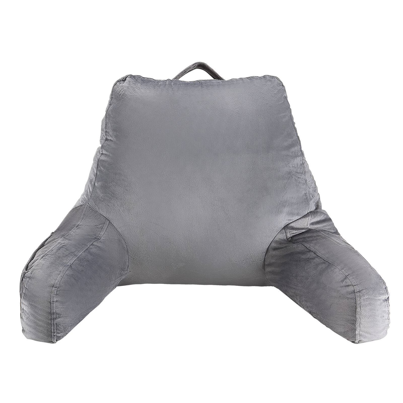 Alt View 5. VEVOR - Reading Pillow, Standard Size Bed Pillow with Shredded Memory Foam, Back Pillow with 3 Pockets - Grey.