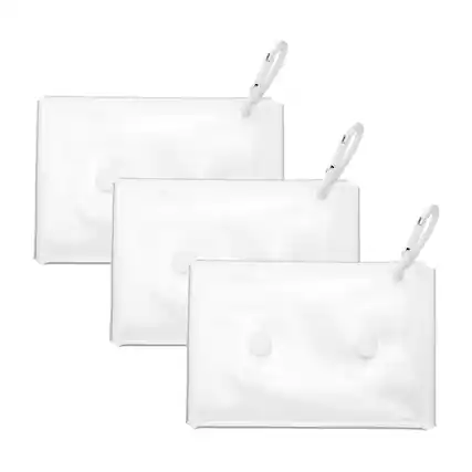 Front. Unique Bargains - 3pcs Clear Coin Purse with Snap Hook, 4x4.7in Transparent PVC Card Holder, Waterproof for Candy Trinkets ID - White.