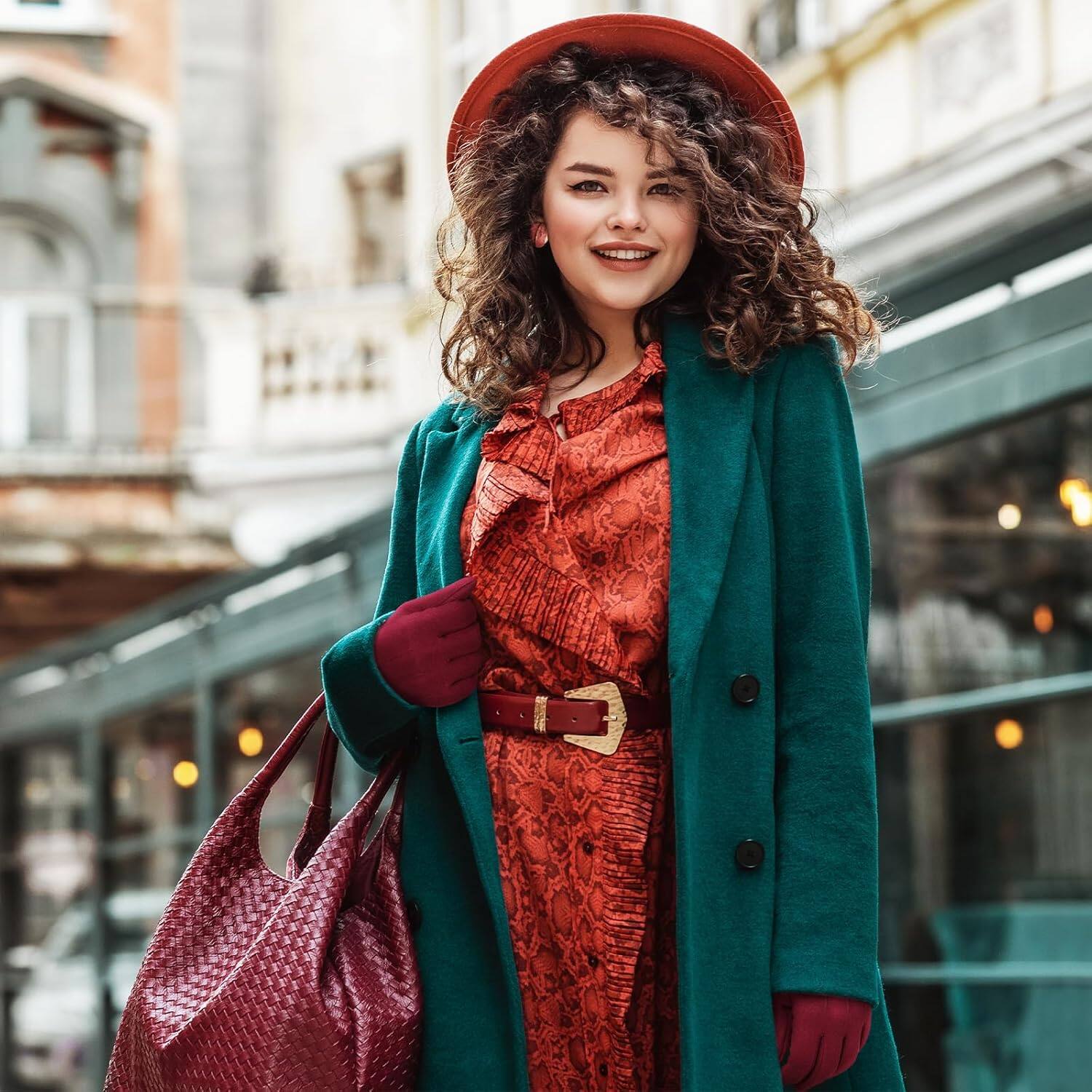 Alt View 2. Cozy Serene - Womens Winter Gloves, Thermal Touch Screen Texting Windproof Gloves for Cold Weather with Fleece - Grey&black&red.