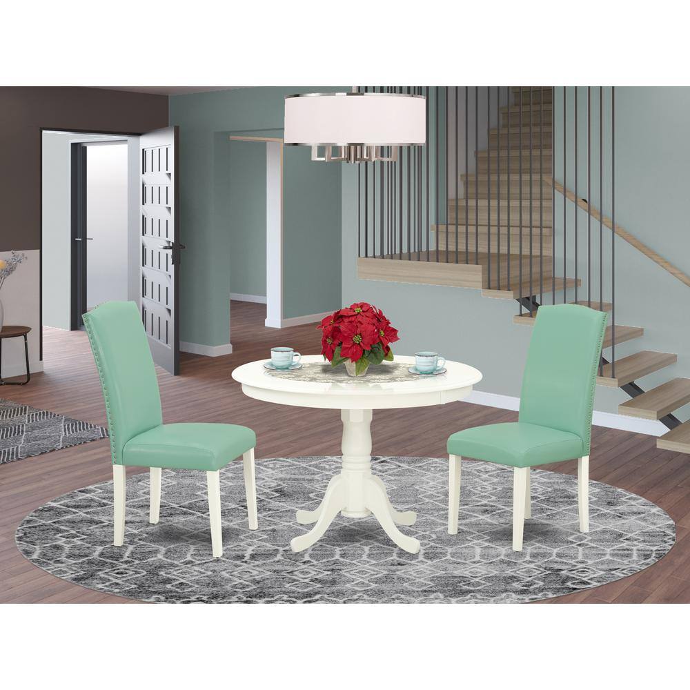 Left. East West Furniture - Dining Room Set Linen White - Brown.