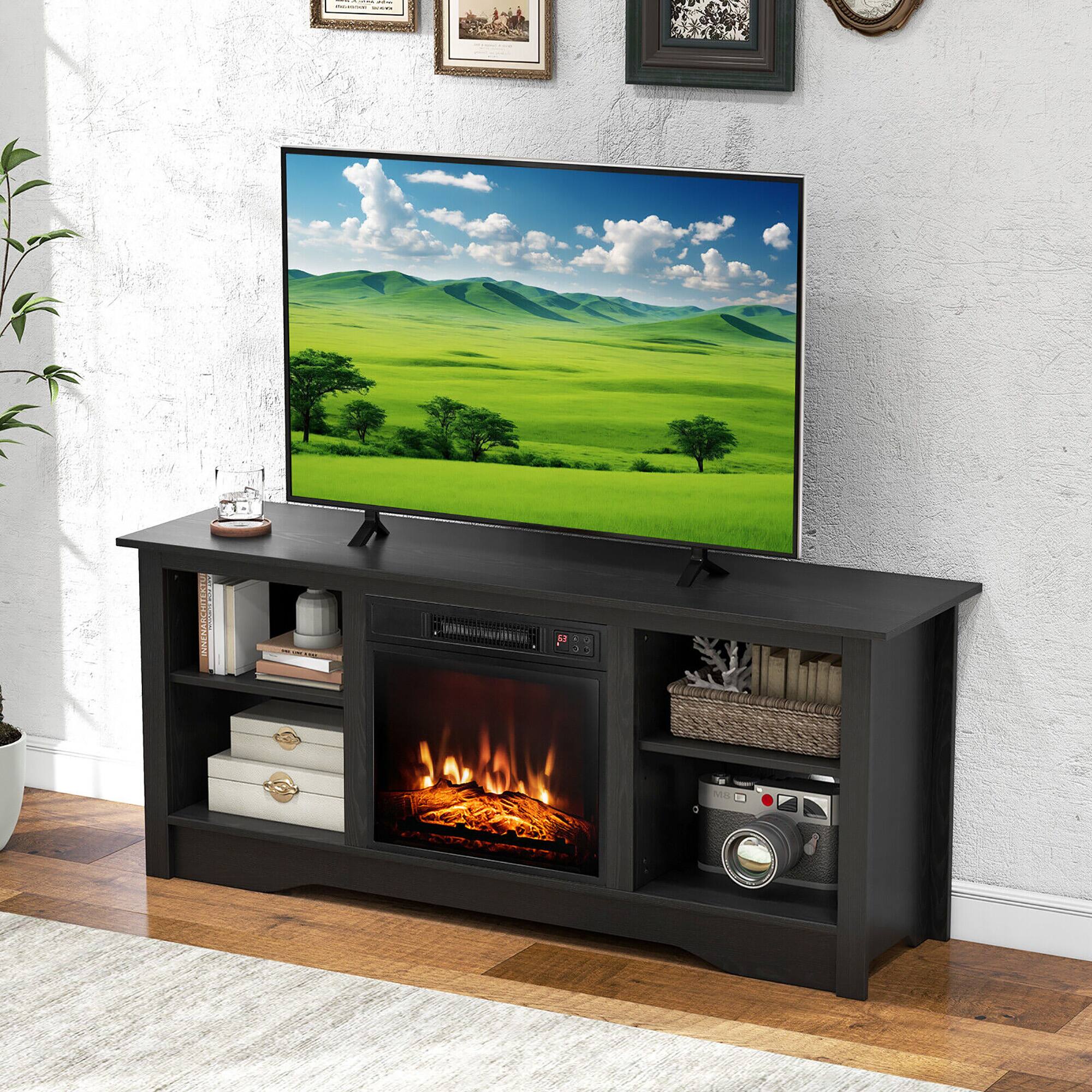 Alt View 1. Gymax - Gymax 58'' TV Stand Entertainment Center w/ 3-Adjustable Shelves for 65'' TV Black - Black.