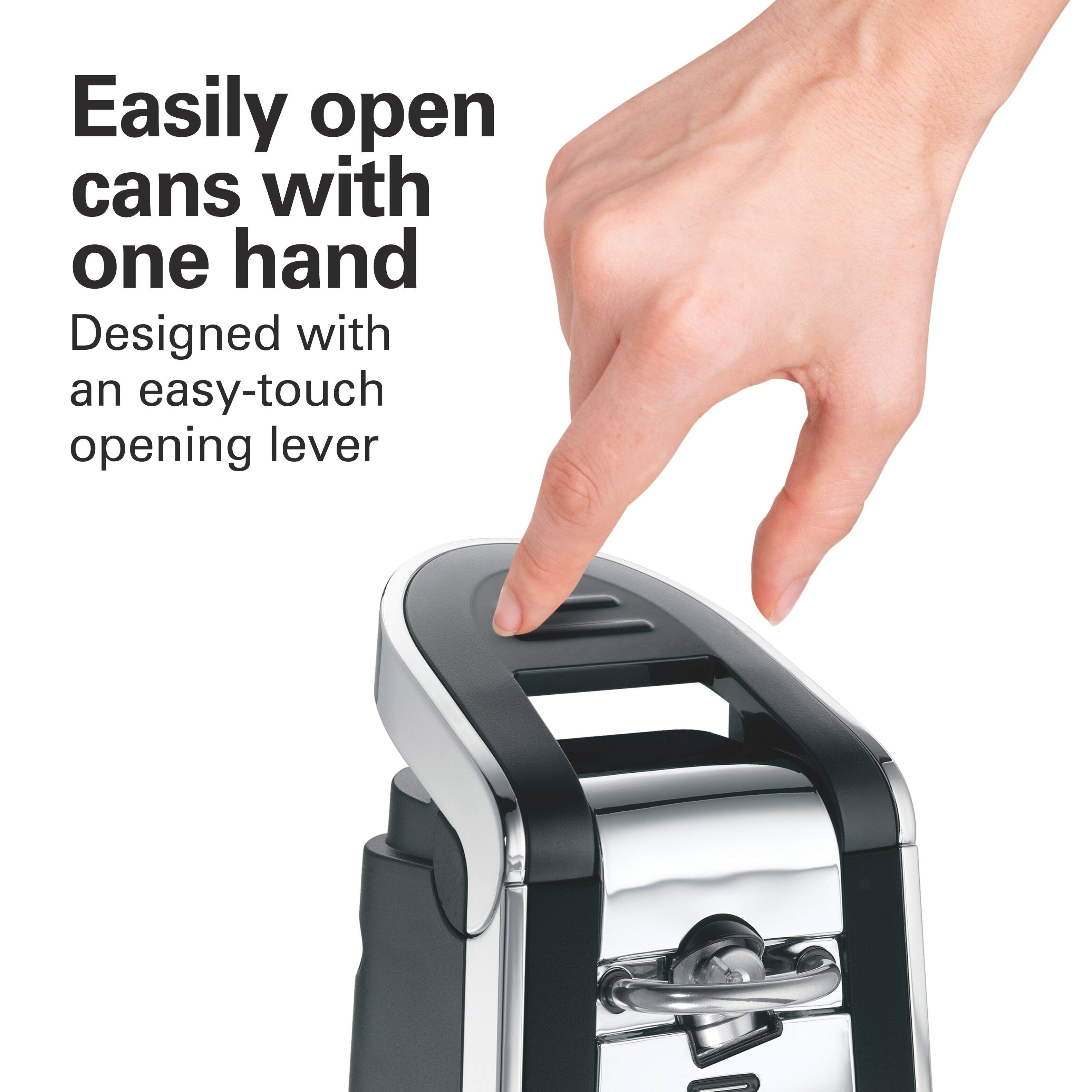 Easily open cans with one hand  
Designed with an easy-touch opening lever