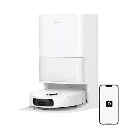 Front. Dreame - DREAME D20 Ultra Robot Vacuum and Mop 13KPa Suction, All-In-1 Base Station with 100 Days Auto-Empty, Carpet Cleaning - White.
