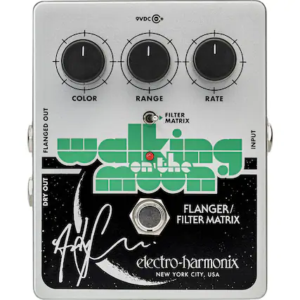 9VDC
COLOR RANGE RATE
FILTER MATRIX
FLANGER/ FILTER MATRIX
FLANGED OUT
DRY OUT
INPUT
walking on the moon
electro-harmonix
NEW YORK CITY, USA