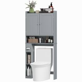 Homcom - Over the Toilet Storage Cabinet with 2 Doors - Gray