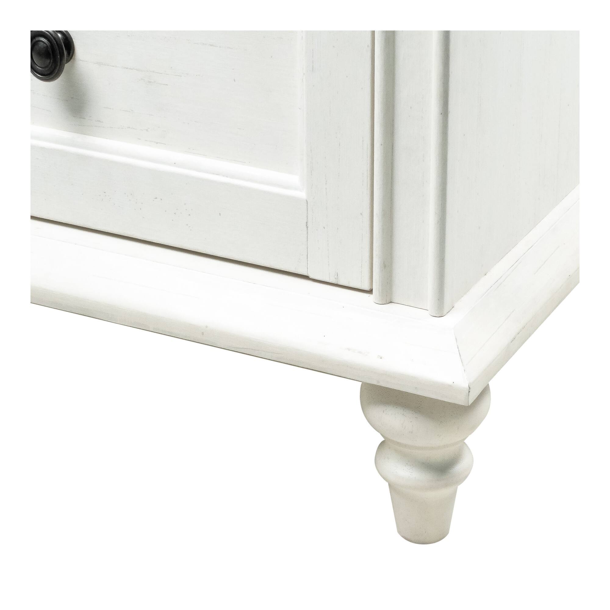 Alt View 3. Boyel Living - 3-Drawer Farmhouse Nightstand with Turned Wood Legs - White.