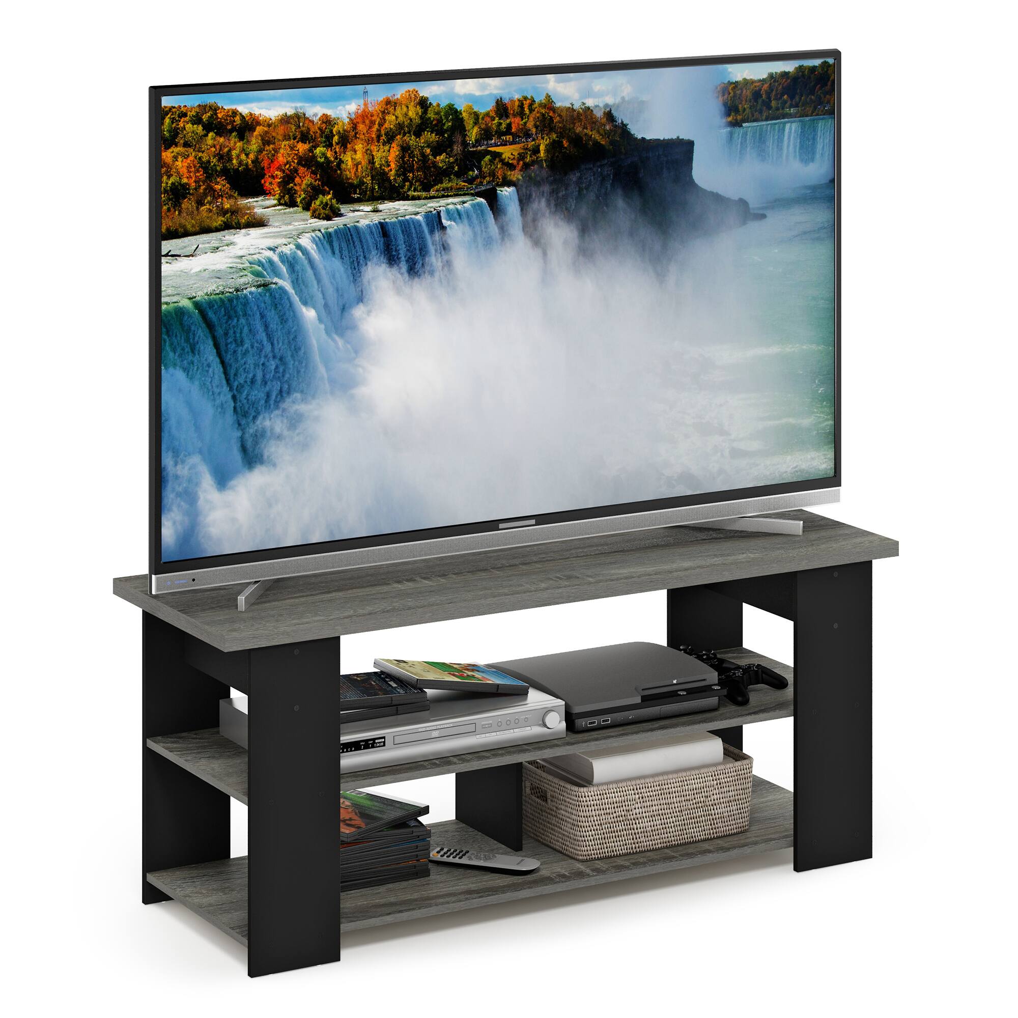 Alt View 3. Furinno - JAYA TV Stand for TV Up To 55-Inch - French Oak/Black.