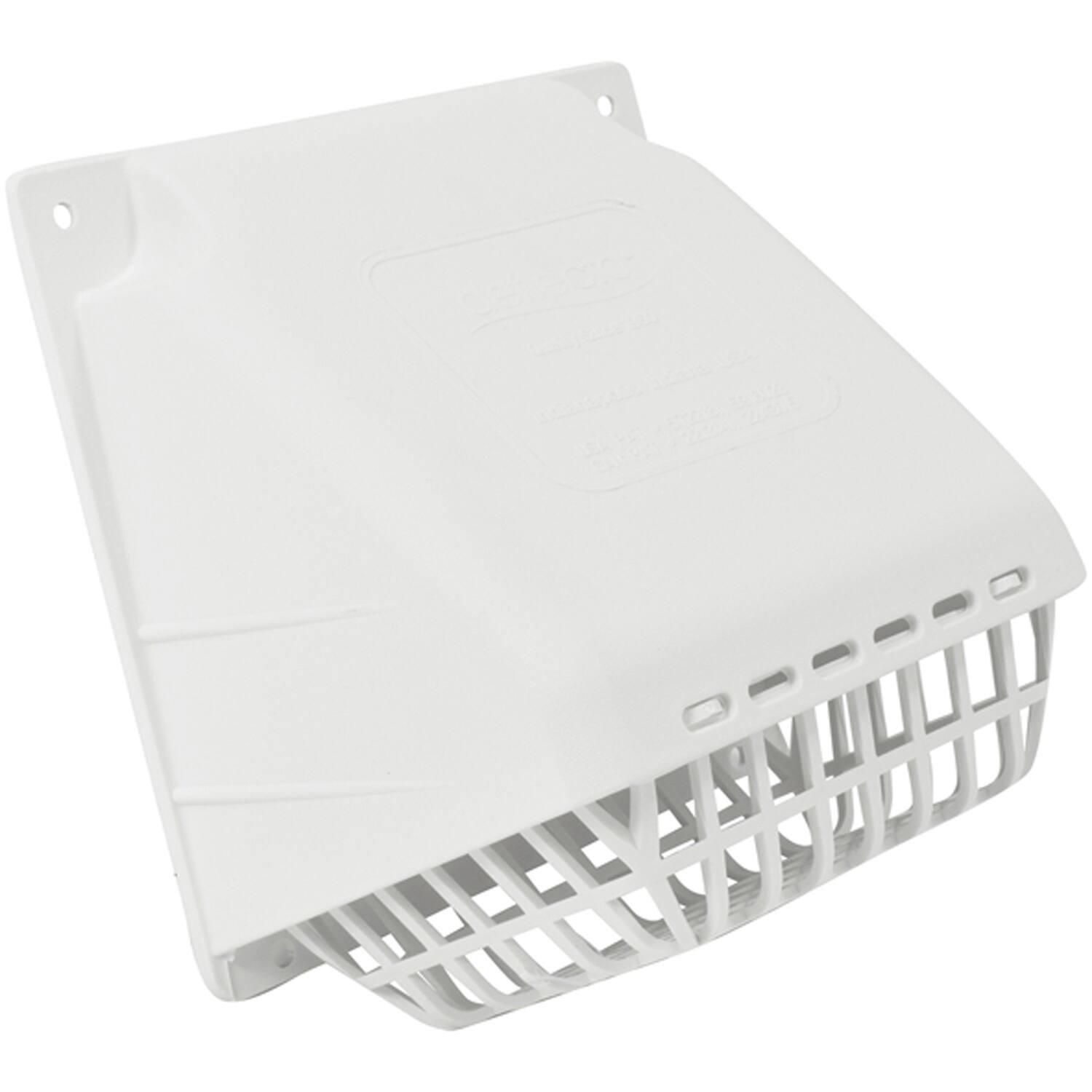 Left. Deflecto - 4-In Plastic Wide-Mouth Dryer Vent Hood with Damper and Detachable Bird Guard.