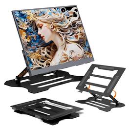 HongFei - Adjustable Laptop Stand for Desk, Portable Ergonomic Stand Fits All Laptops, Compatible with Air, Pro, Dell, HP, Lenovo - Black