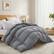Angle. Peace Nest - Peace Nest White Goose Down Feather Fiber Comforter Heavyweight Duvet Insert, Dark Gray, King - Dark Gray.