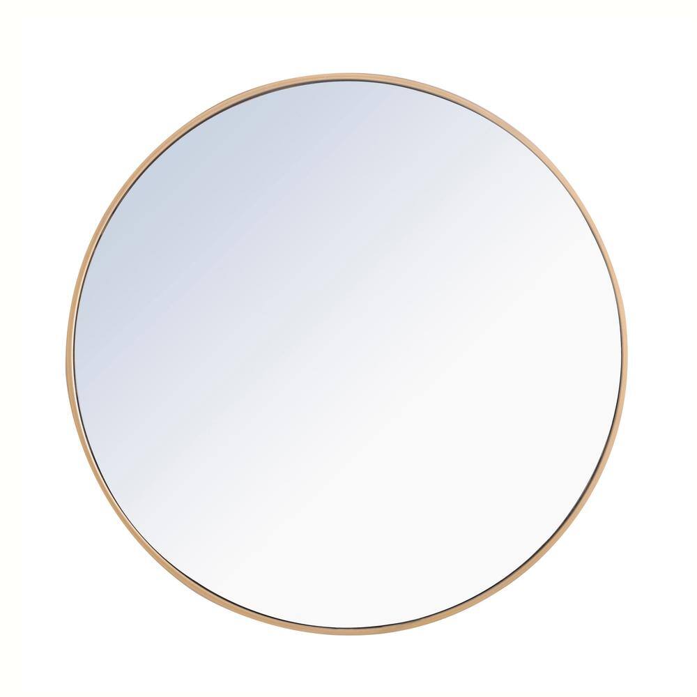 Alt View 3. Elegant Decor - Metal frame Round Mirror 32 inch Brass finish - Brass.