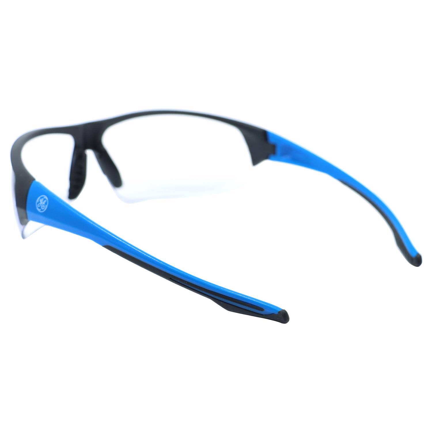 Left. General Electric - General Electric 06 Series Anti-Fog Impact-Resistant Safety Glasses Clear Lens Black/Blue Frame 1 pk - Black | Blue.