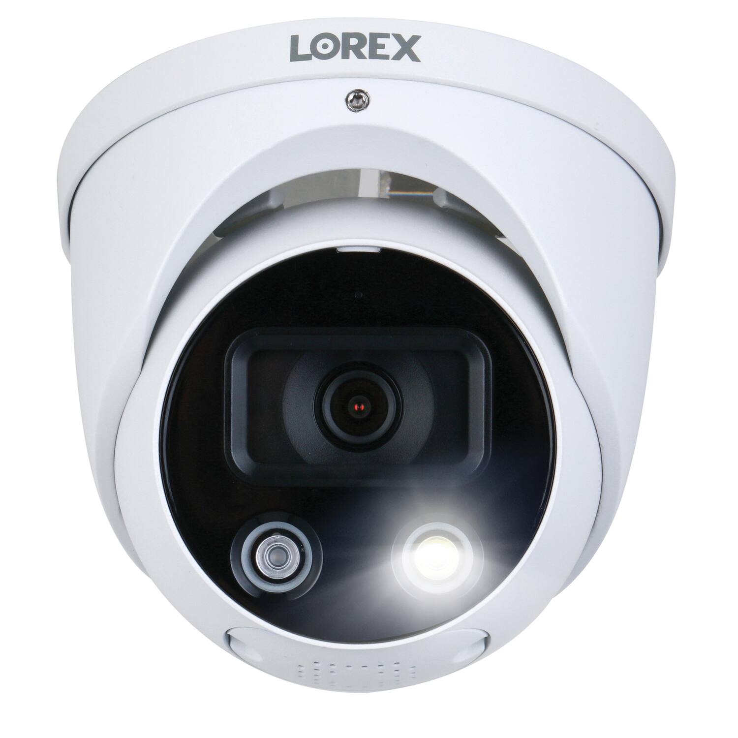 Alt View 7. Lorex - 4K Ultra HD Wired Analog Indoor/Outdoor Add-on IP Dome Security Camera, Smart Deterrence Plus - White.