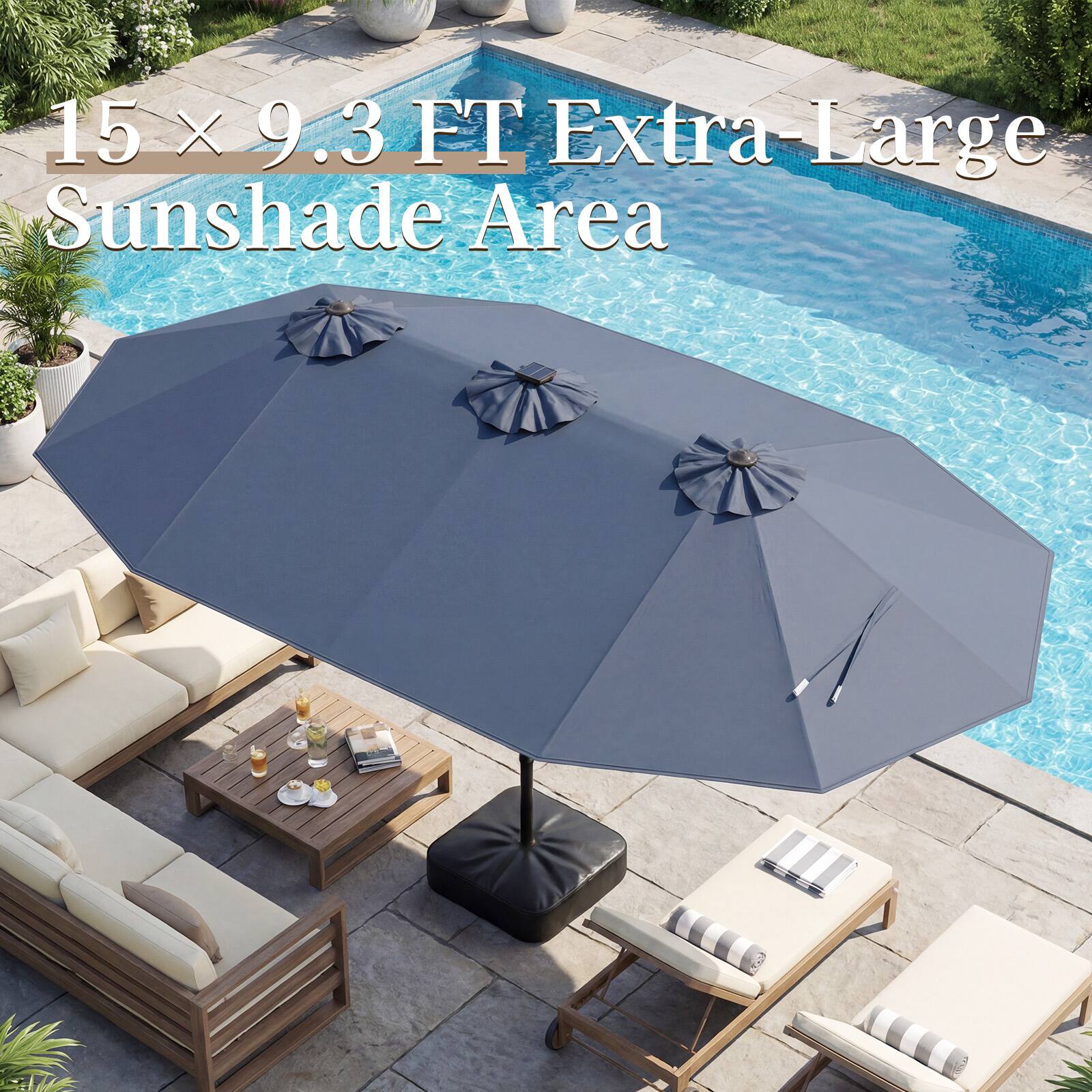 15 x 9.3 FT Extra-Large Sunshade Area