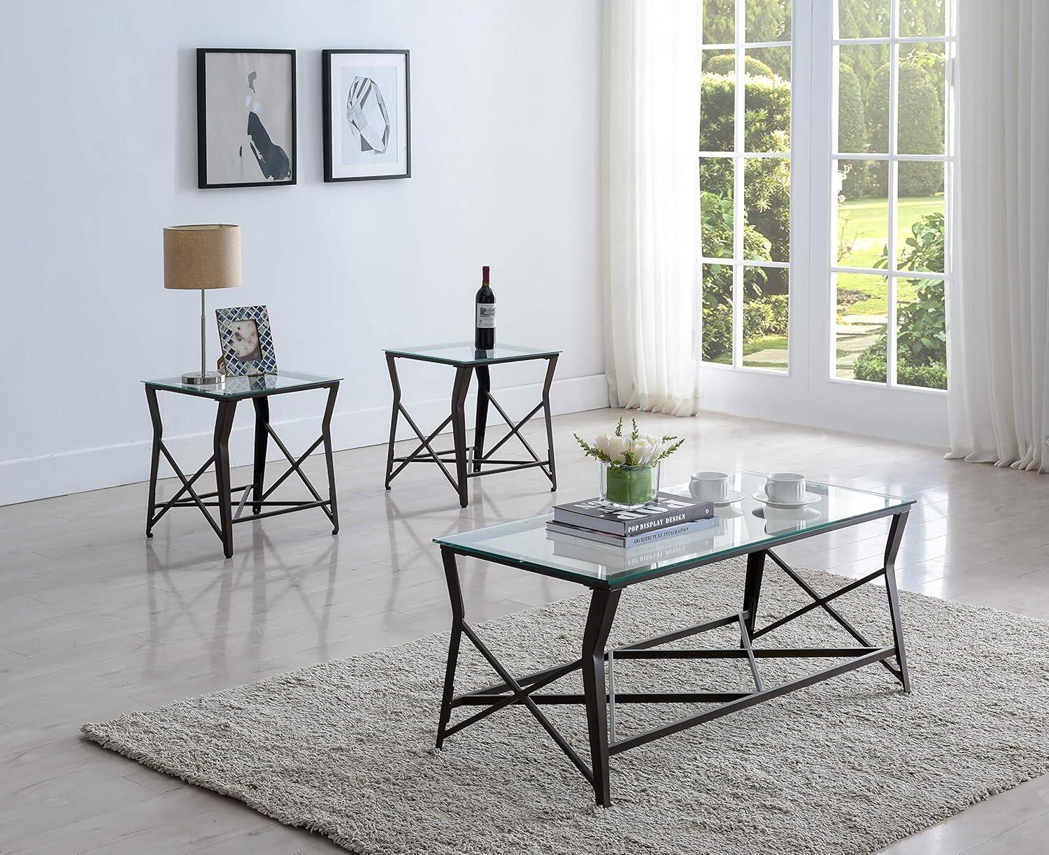 Kings Brand Furniture - Clyfford 3-Piece Occasional Table Set - Bronze