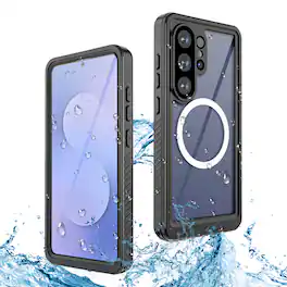 Dteck - Waterproof Magnetic Case for Samsung Galaxy S26 Ultra Full-Body Shockproof Clear Cover with Built-in Screen Protector - Black