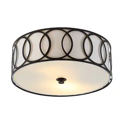 Front. Jonathan Y - Aria 2-Light 12.25" Metal LED Flush Mount, Oil Rubbed Bronze - Oil Rubbed Bronze.
