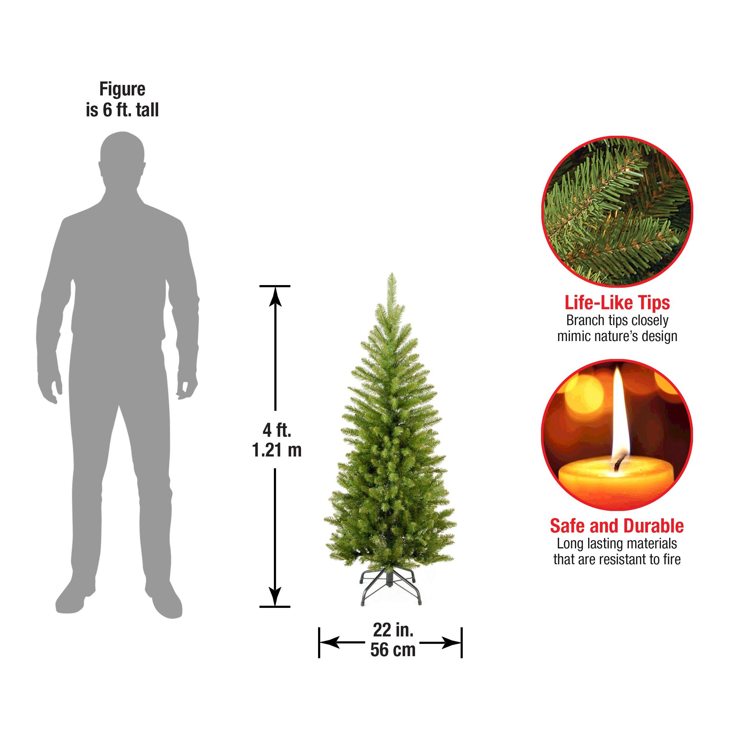 Figure is 6 ft. tall  
Life-Like Tips  
Branch tips closely mimic nature's design  
Safe and Durable  
Long lasting materials that are resistant to fire  
4 ft. 1.21 m  
22 in. 56 cm