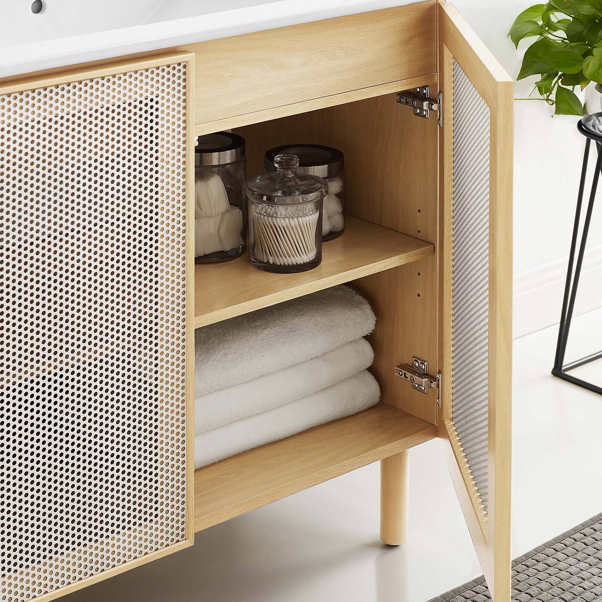 Alt View 1. Modway - Calla Bathroom Vanity Basin Included by Modway - White Oak.