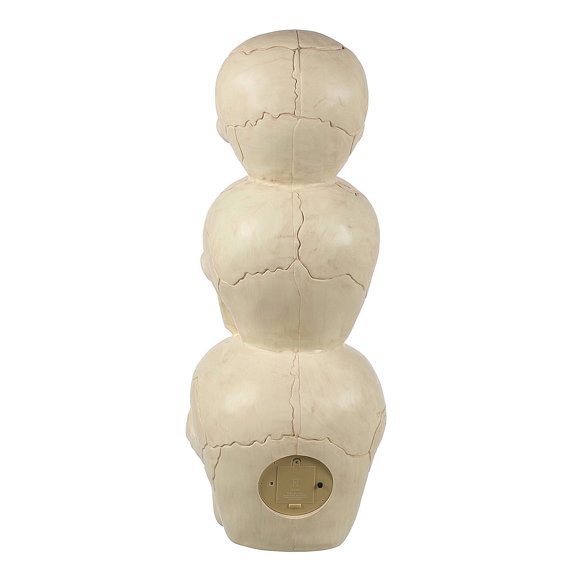 Alt View 1. BOO BOX - Stacked Skulls with LED Eyes and Sound - 27.5-in Scary Halloween Decor - White.