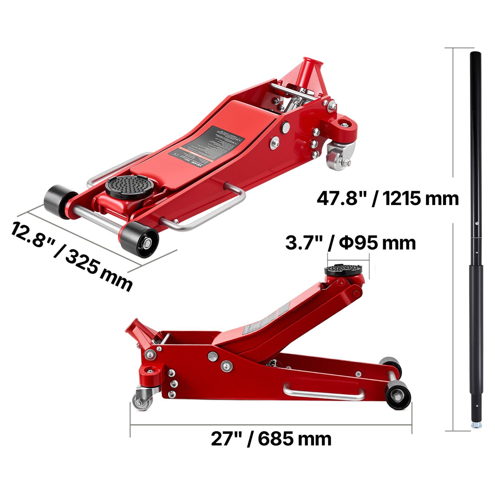 12.8" / 325 mm  
47.8" / 1215 mm  
3.7" / 95 mm  
27" / 685 mm