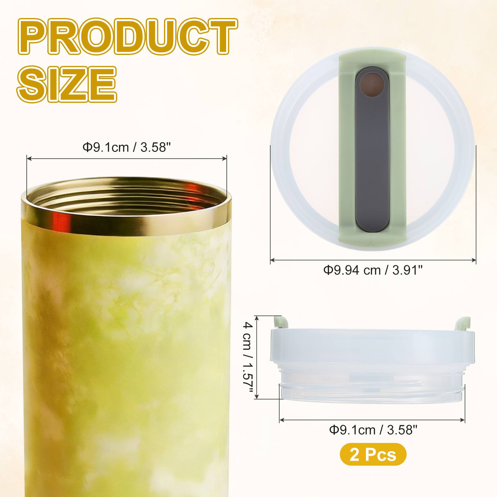 PRODUCT SIZE

9.1cm / 3.58"  
9.94 cm / 3.91"  
4 cm / 1.57"  
2 Pcs