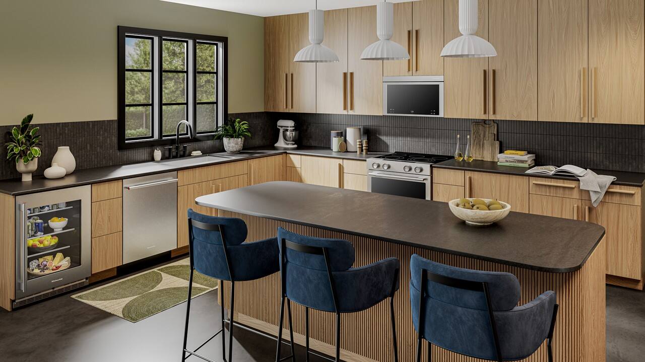 Alt View 2. KitchenAid - 5.2 Cu. Ft. Undercounter Refrigerator with Glass Door and Shelves with Metallic Accents - PrintShield Stainless Finish.