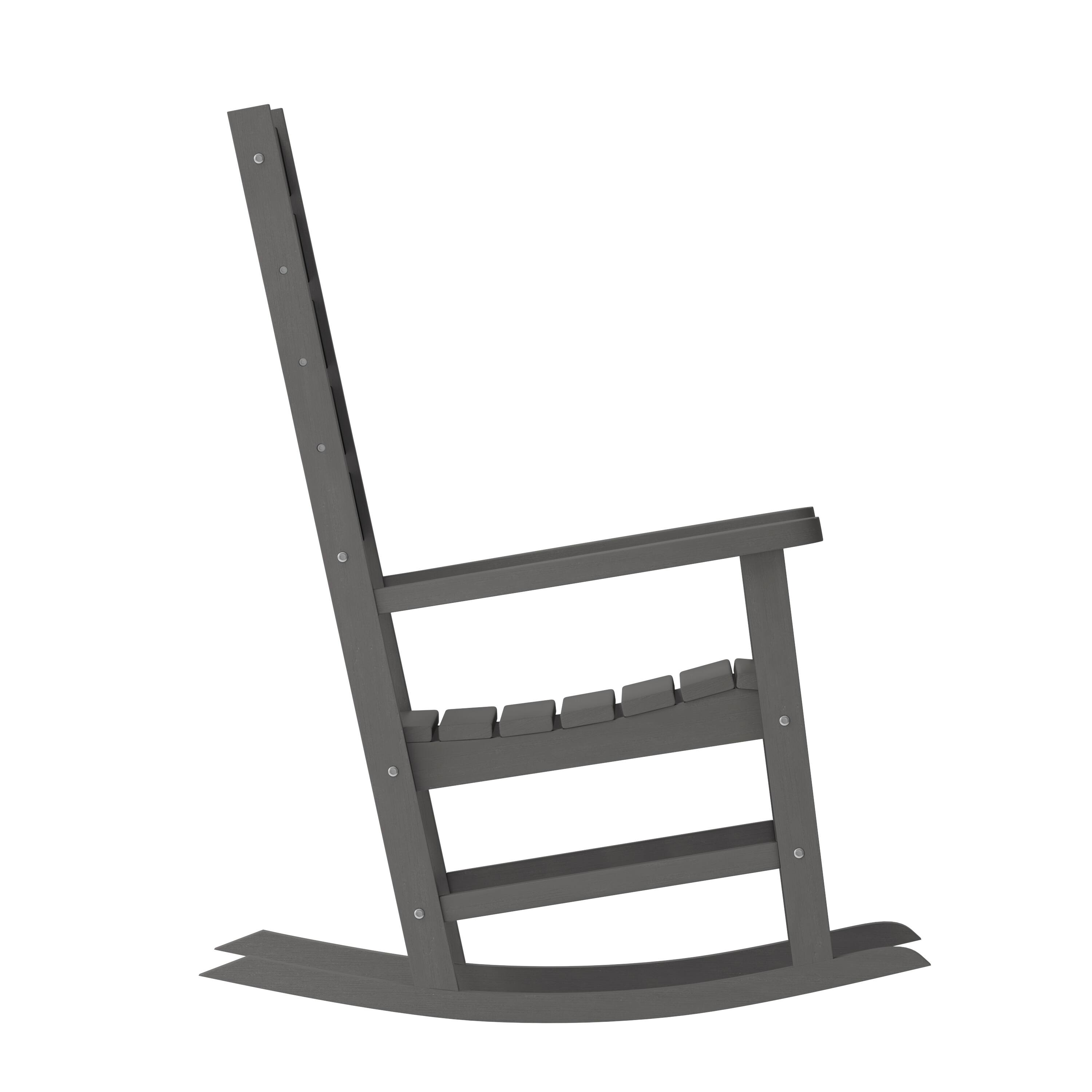 Alt View 9. Emma + Oliver - Florian Set of 2 Contemporary Rocking Chairs, All-Weather HDPE Indoor/Outdoor Rockers - Gray.