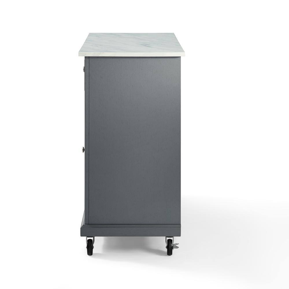 Back. Crosley Furniture - Avery Kitchen Cart - Distressed Gray.