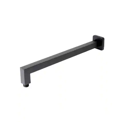 Front. Alfi - Black Matte 16" Square Wall Shower Arm - Black.