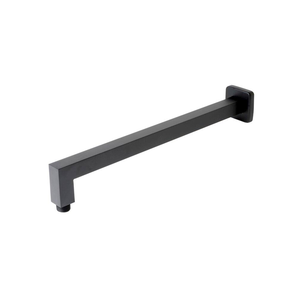 Front. Alfi - Black Matte 16" Square Wall Shower Arm - Black.