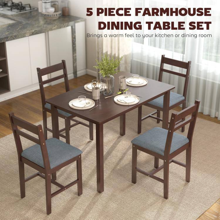 5 PIECE FARMHOUSE DINING TABLE SET  
Brings a warm feel to your kitchen or dining room
