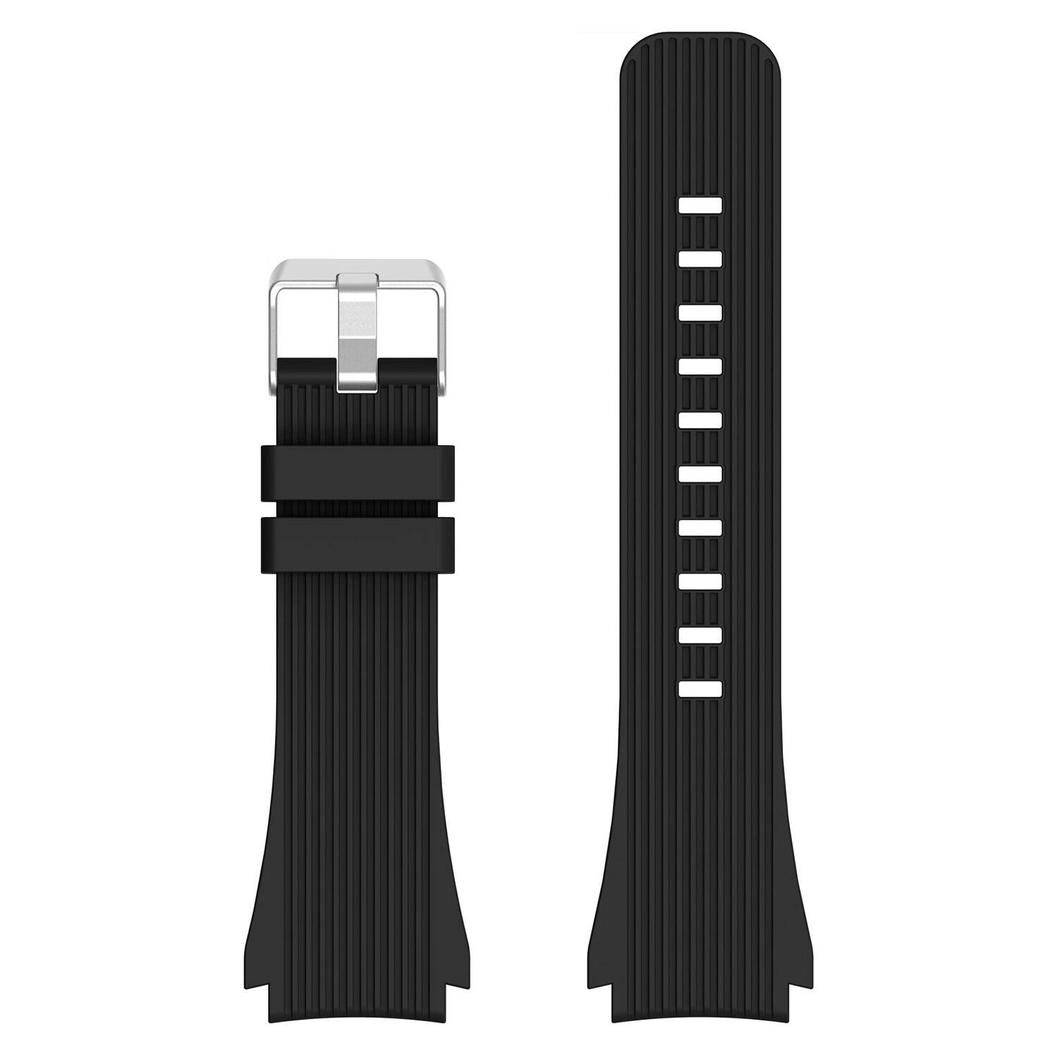 Left. StrapsCo - Active Band Silicone Rubber Watch Strap For Samsung Gear S3 - Black.