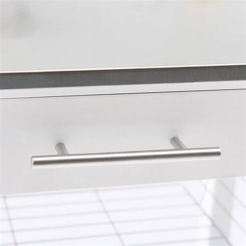 Back. SlickBlue - Kitchen Storage Cart with Drawer and Stainless Steel Top - White.