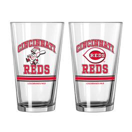Logo Brands - Cincinnati Reds 16oz. Pint Glass Two Pack - Multicolor