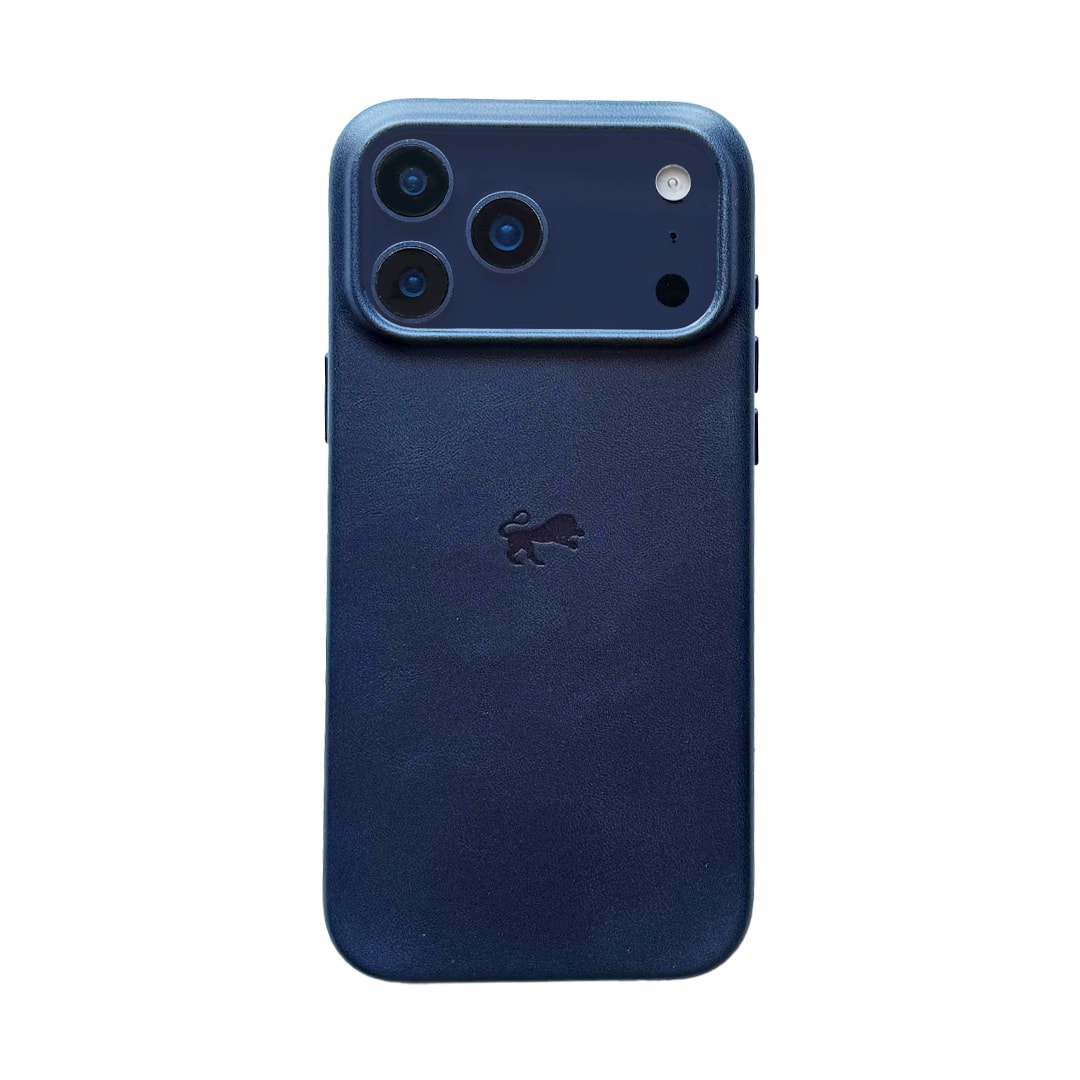LUMAZI - Full Grain Leather MagSafe iPhone 17 Pro Max Case - Royal Navy