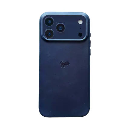 Front. LUMAZI - Full Grain Leather MagSafe iPhone 17 Pro Case - Royal Navy.