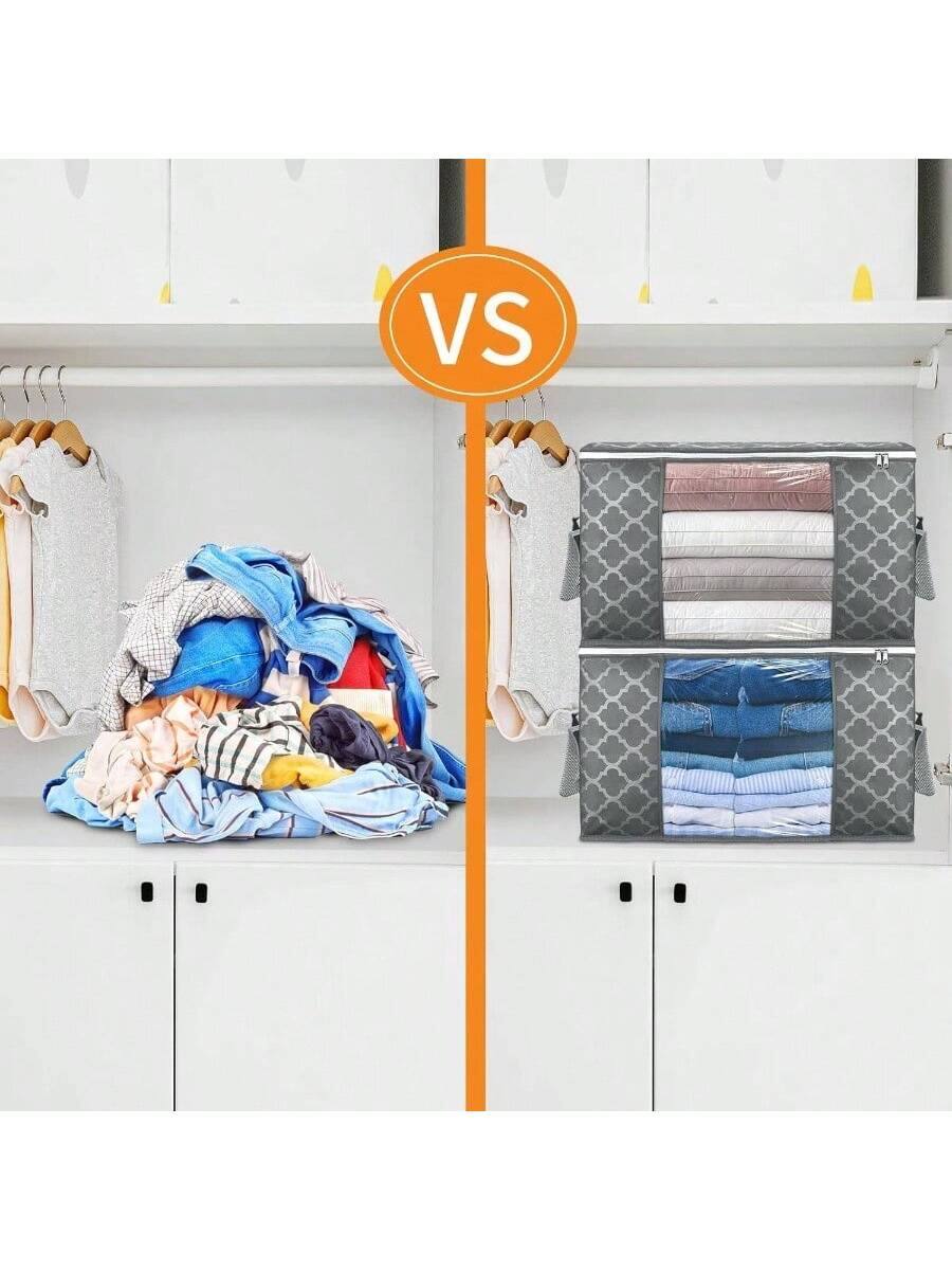 Alt View 4. Live At Space - 90 L Large Storage Bags,Clothes Bins Foldable Closet Organizers Containers with Reinforced Handle Clothing, Bed - Pattern + 2-pack.