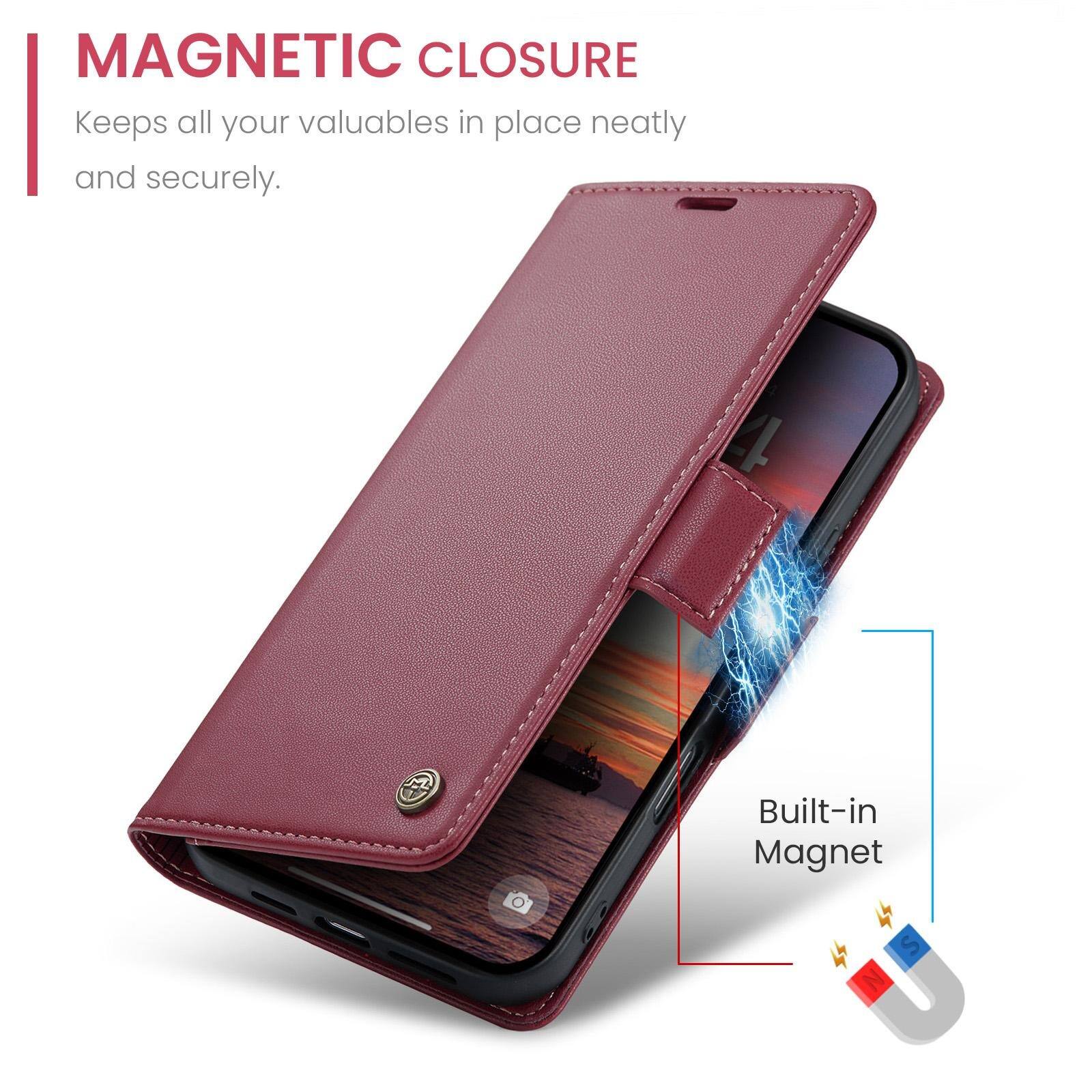 MAGNETIC CLOSURE  
Keeps all your valuables in place neatly and securely.  
Built-in Magnet